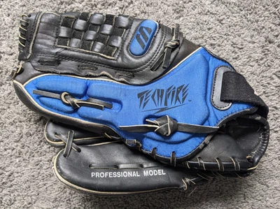 MIZUNO TECHFIRE MZ 1308 13" PRO BLUE LEATHER BASEBALL LHT GLOVE LEFT HAND THROW - Image 1 of 4