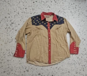 Scully Western Stars Stripes Long-Sleeve Button-Down Cowboy Multicolor Shirt L - Picture 1 of 8