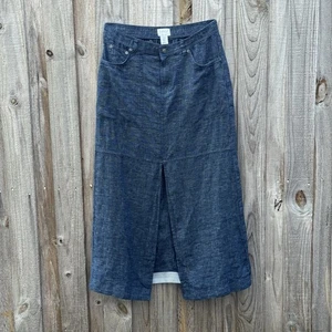 Nicole Miller Linen Long Slit Front Skirt Womens M - Picture 1 of 8