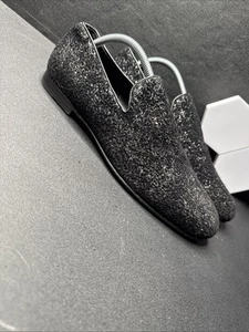 Original Jimmy Choo Herren Thame Schwarz Grob Glitzer Hausschuhe (EU 41 - Bild 1 von 14