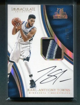 2016-17 Panini Immaculate Karl-Anthony Towns Game Worn Patch Auto 5/10 - Image 1 of 2