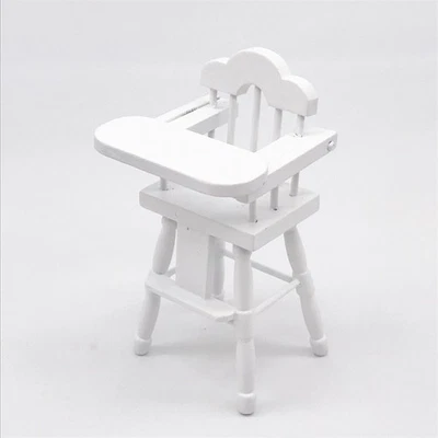 Dollhouse Wooden Baby Seat Dining Chair White Miniature Furniture 1:12 Scale - Image 1 of 4