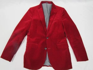 J Ferrar Evening Edition Rich Christmas Red Velvet Blazer Jacket Slim Fit 38R - Picture 1 of 4