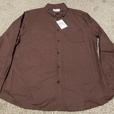 Nordstrom Mens XL Brown Bitter Trim Fit Long Sleeve Button Down Shirt - Image 1 of 4