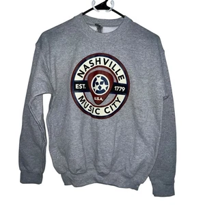 Gilden Nashville Music City Gray Kids Crewneck Sweatshirt Size Large Unisex New - Picture 1 of 9