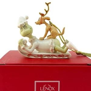 Lenox China A Grinchy Sled Ride Xmas Tree Grinch Ornament Dr Seuss MIB - Picture 1 of 7
