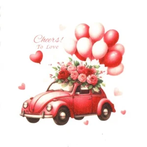 Papierhandtücher Liebe Hochzeit VW Käfer. Servietten Liebesauto VW Käfer - Bild 1 von 1