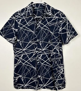 Perry Ellis Herren Hemd Blau Geometrisch S Kurzarm Knopfleiste Baumwolle - Bild 1 von 6