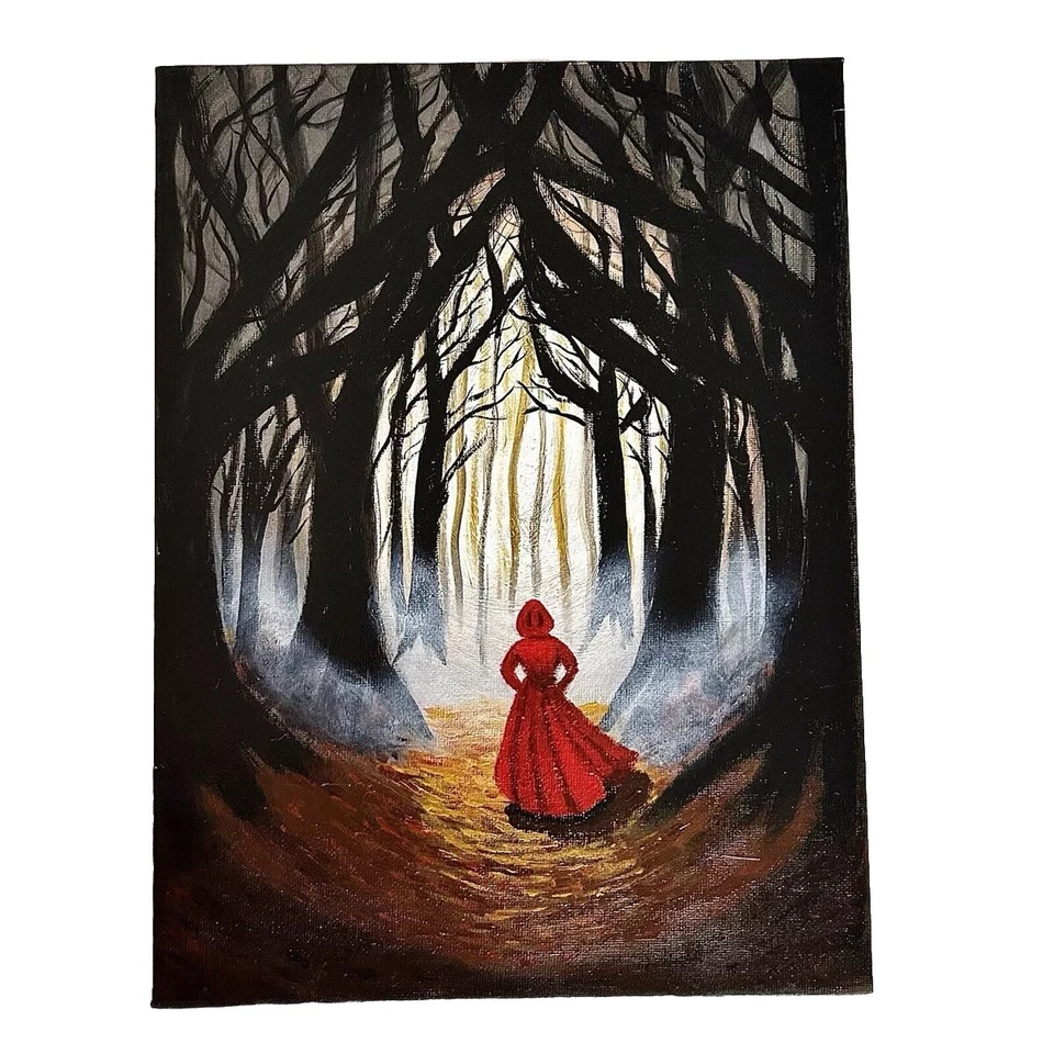 Panel de lona acrílica Caperucita Roja 9X12, de un tutorial #Cuentos de hadas. Foto 1 de 1