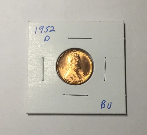 1952 D Lincoln Cent BU FREE SHIPPING !!! Cover