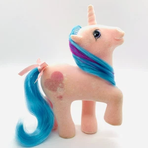 Vintage My Little Pony G1 Bangles 1986 So Soft Ponies MLP Flocked Pink Unicorn - Picture 1 of 7