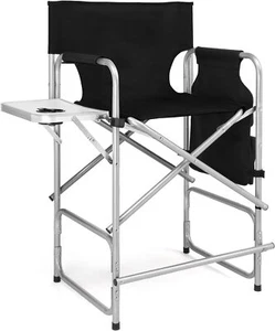 Upgraded 26" Height Tall Director Chair Folding Artist Makeup,Storage Side Bag - Picture 1 of 8