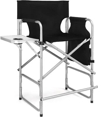 Upgraded 26" Height Tall Director Chair Folding Artist Makeup,Storage Side Bag - Image 1 of 4
