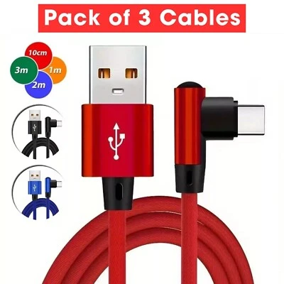 90 DEGREE Right Angle USB Type C Fast Data Sync Charger Charging Cable Lead Wire - Image 1 of 4