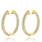 Boucles d'oreilles créoles en or jaune massif 18 carats avec diamant...