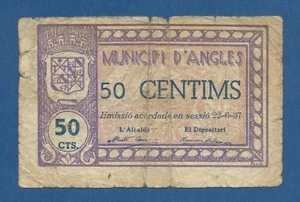 MUNICIPI D'ANGLES -- 50 CENTIMOS ( 1937 ) -- BC- -- 2ª EMISION . - Bild 1 von 2