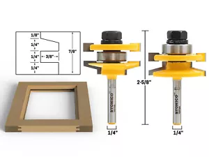 Set di punte coniche per router a 2 punte e stile - gambo da 1/4" - Yonico 12247q - Foto 1 di 1