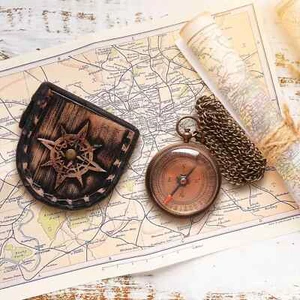 Personalized Brass Compass with Leather Case | Custom Engraved Gift | Adventure - Picture 1 of 6