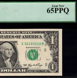 2006 $1 Federal Reserve Note PCGS 65PPQ - Down Ladder Repeater Serial - 32103210 - Picture 1 of 3