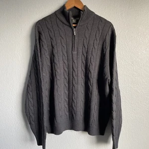 Maglione Johnston & Murphy da uomo grande grigio scuro lavorato a maglia 100% lana merino - Foto 1 di 7