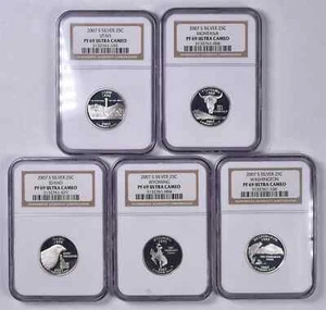 2007-S 25C 5-Coin Silver Proof Quarter Dollar Set PF69UCAM NGC - Picture 1 of 2
