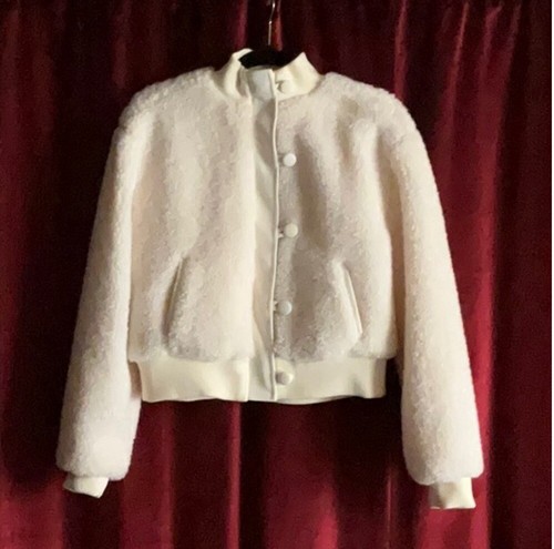 OFF WHITE Giacca bomber orsacchiotto Becca Tilley Bar III bianco sporco Taglia M Nuova con etichette