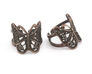 Butterfly Adjustable Ring Antique Copper Plated brass 17.5mm 7US inner size 2647 - Picture 1 of 2