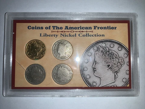 COINS OF THE AMERICAN FRONTIER LIBERTY NICKEL COLLECTION  COA 4 COINS  AT-17 Cover