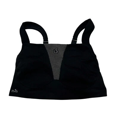 ISIS Sports Bra Womens XL Black Adjustable Strap Seamless Unpadded Workout Gym - Image 1 of 4