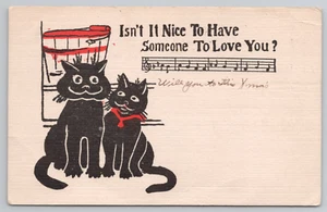Black Cat Postcard Kittens Nice To Have Someone To Love You Music Note Postcard - Picture 1 of 5