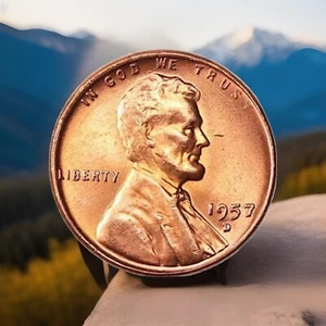1957-D US Lincoln Wheat Cent RED BU From Original Roll Fast S&H W/ Tracking - Picture 1 of 5