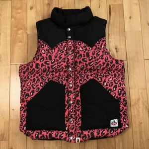 BAPE Leopard camo pink Puffer Down Jacket Vest A Bathing Ape Size L used 2504SM - Picture 1 of 8