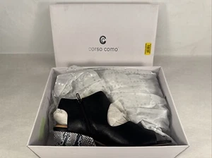 Corso Como “Sayge” Black Leather Snakeskin Heel Sandal Size 9.5 - Picture 1 of 8