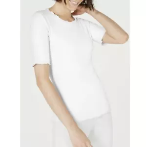 Maison Jules Womens XXL Bright White Ruffle Trim Solid Short Sleeve Top NWT BG79 - Picture 1 of 3