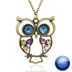 COLGANTE BUHO MODERNO PERLAS BRILLOS CADENA MODA MUJER COLLAR ABALORIOS ANIMALES - Imagen 1 de 9