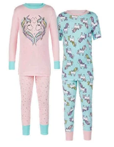 Kirkland Girls 4 Piece Organic Cotton Pajama Set - Unicorns - Picture 1 of 1