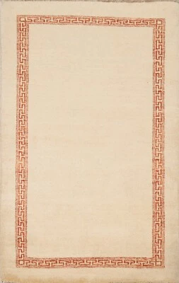 Alfombra oriental con bordes Gabbeh Kashkoli marfil/óxido moderna anudada a mano 3'x5' Foto 1 de 4