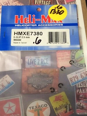 Heli-Max HMXE7380 E-Clips {2.5mm X 4pc.}: MX400 NewInPack USA Shipped - Image 1 of 2