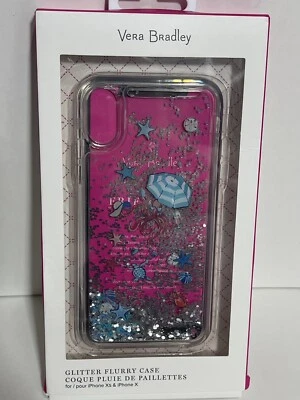 Vera Bradley Glitter Flurry Case for iPhone X / XS SHORE THING Clear Glitter NEW - Image 1 of 4