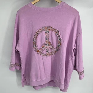 Easel Los Angeles Lavender Peace Sign Graphic Sweatshirt Women's Size S - Picture 1 of 8