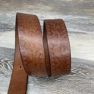 Aeropostale Womens Belt Sz Small Floral Embossed Brown Leather 7908 Y2K - Imagen 1 de 11