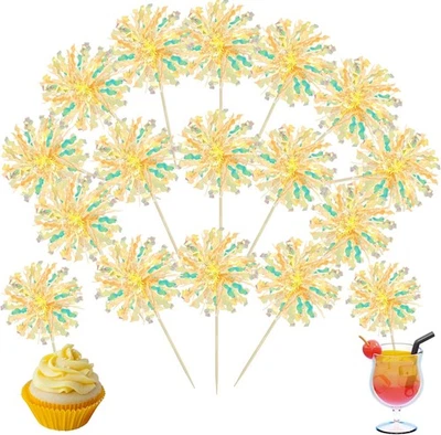 Toppers de cupcake de fogos de artifício Ephlyn 30 peças brilho com 6cm*H 10cm, amarelo  - Imagem 1 de 4