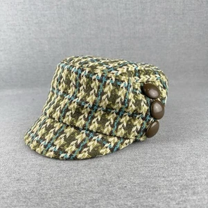 Vtg Y2K San Diego Hat Co Cabbie Newsboy Cap Hat Womens Houndstooth Blue Tweed - Picture 1 of 12