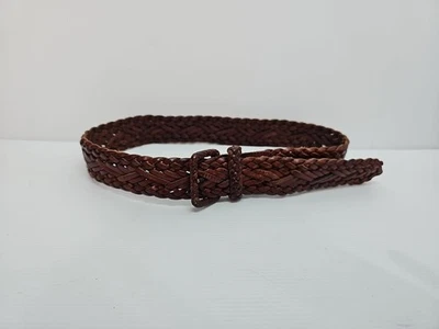 Brown Genuine Leather Women's Waist Belt Sportsgirl Woven Small 87cm - image 1 of 4