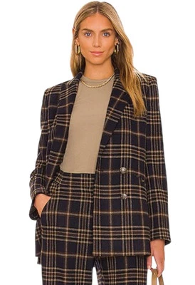 Veronica Beard Double Basted Blazer Size 14 Navy Plaid Wool Oria Dickey Academia - Image 1 of 4