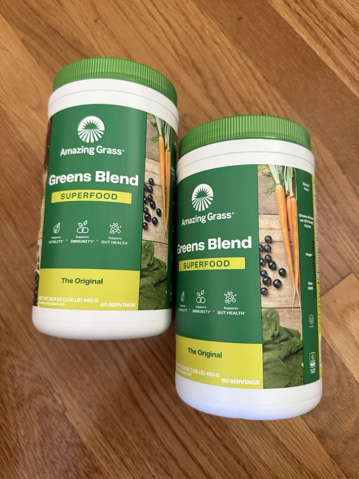 2 increíbles superalimentos en polvo de mezcla de hierbas verdes 60 porciones (paquete de 2) exp. 09/26 Foto 1 de 1