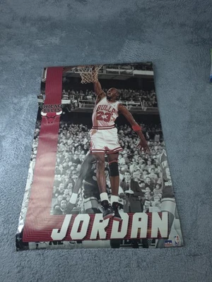 Vintage Chicago Bulls Poster Michael Jordan Dunk NBA Basketball Starline 1990 90 - Image 1 of 4