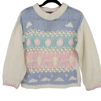 Vintage Yarn Works Knitted By Hand Sweater Pastel Size Small Petite Cottagecore - Image 1 of 4