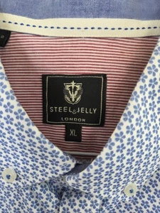 Steel And JELLY London Herren SL Hemd Beautful Blau Weiß Blumen Gr. XL - Bild 1 von 5