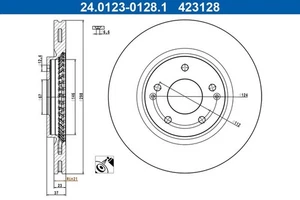 Disco de freno freno de disco para Ssangyong a partir de 15-> delantero ATE 24.0123-0128.1 - Imagen 1 de 7